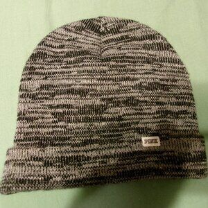 Victoria's Secret PINK Gray & Black Ladies Girls Acrylic Beanie Hat Cap OSFA EUC